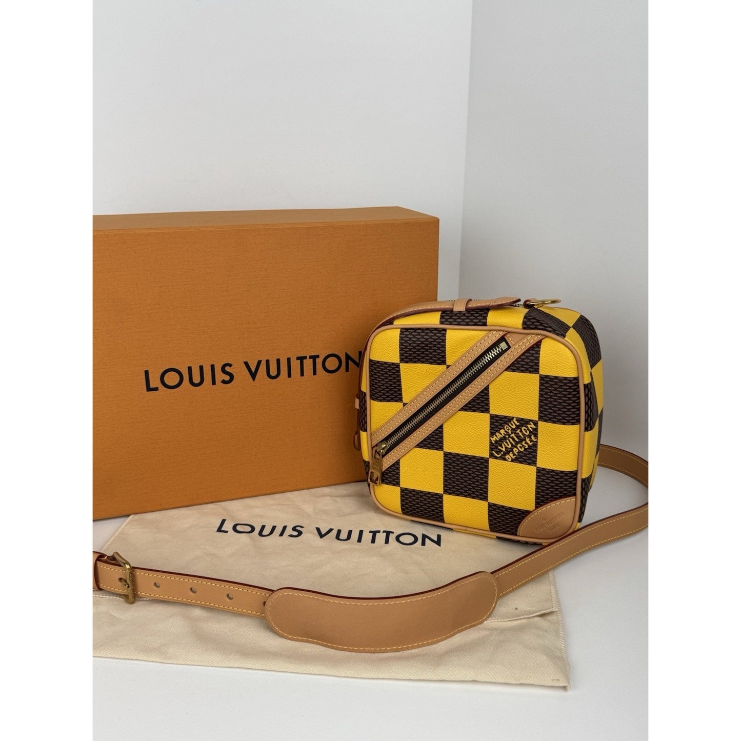 Louis Vuitton Damier Pop Chess Messenger Jaune Mat Yellow Bag