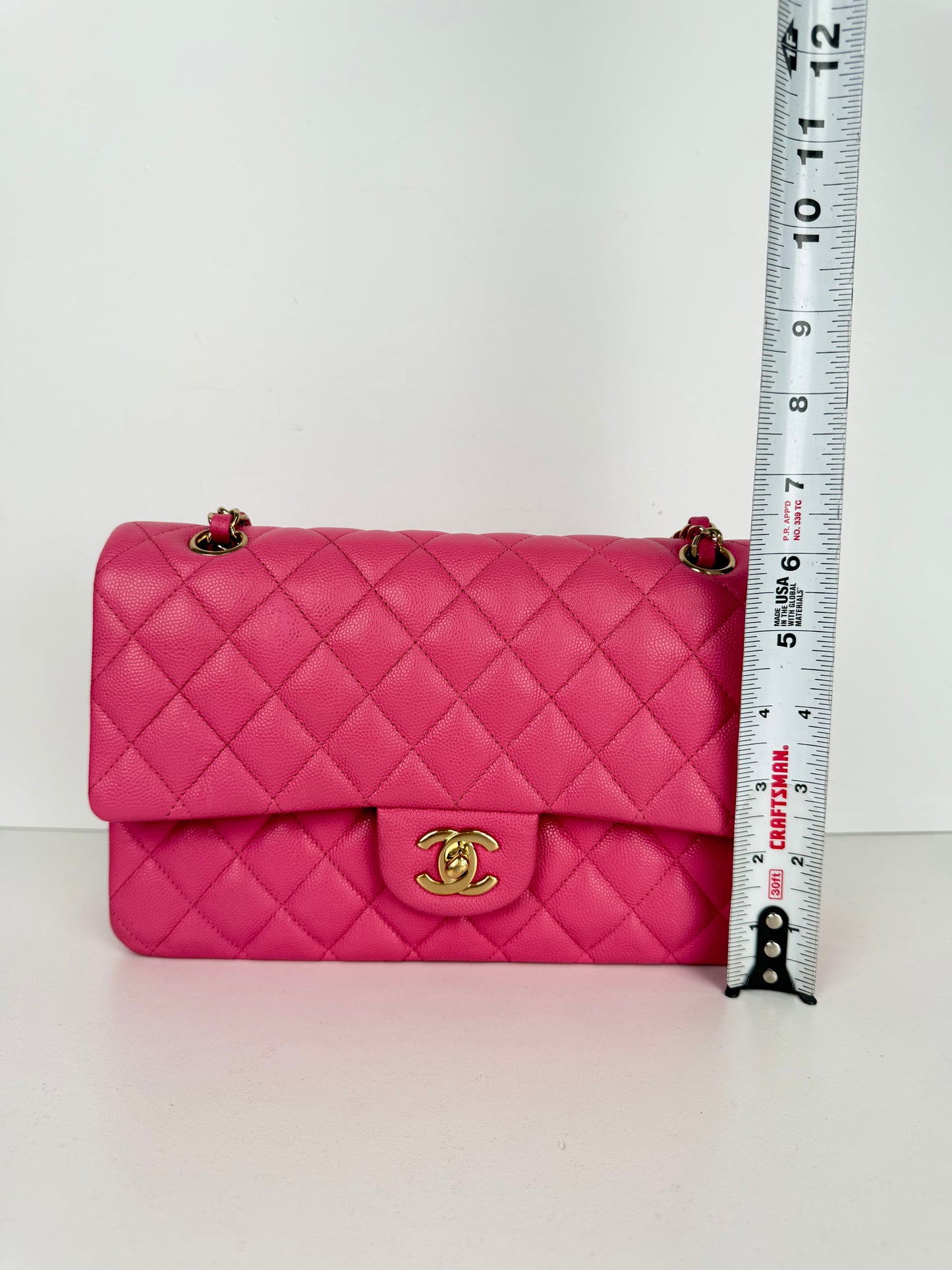 Chanel Classic Double Flap Bag Small in Pink Caviar Leather 2019 YE-1