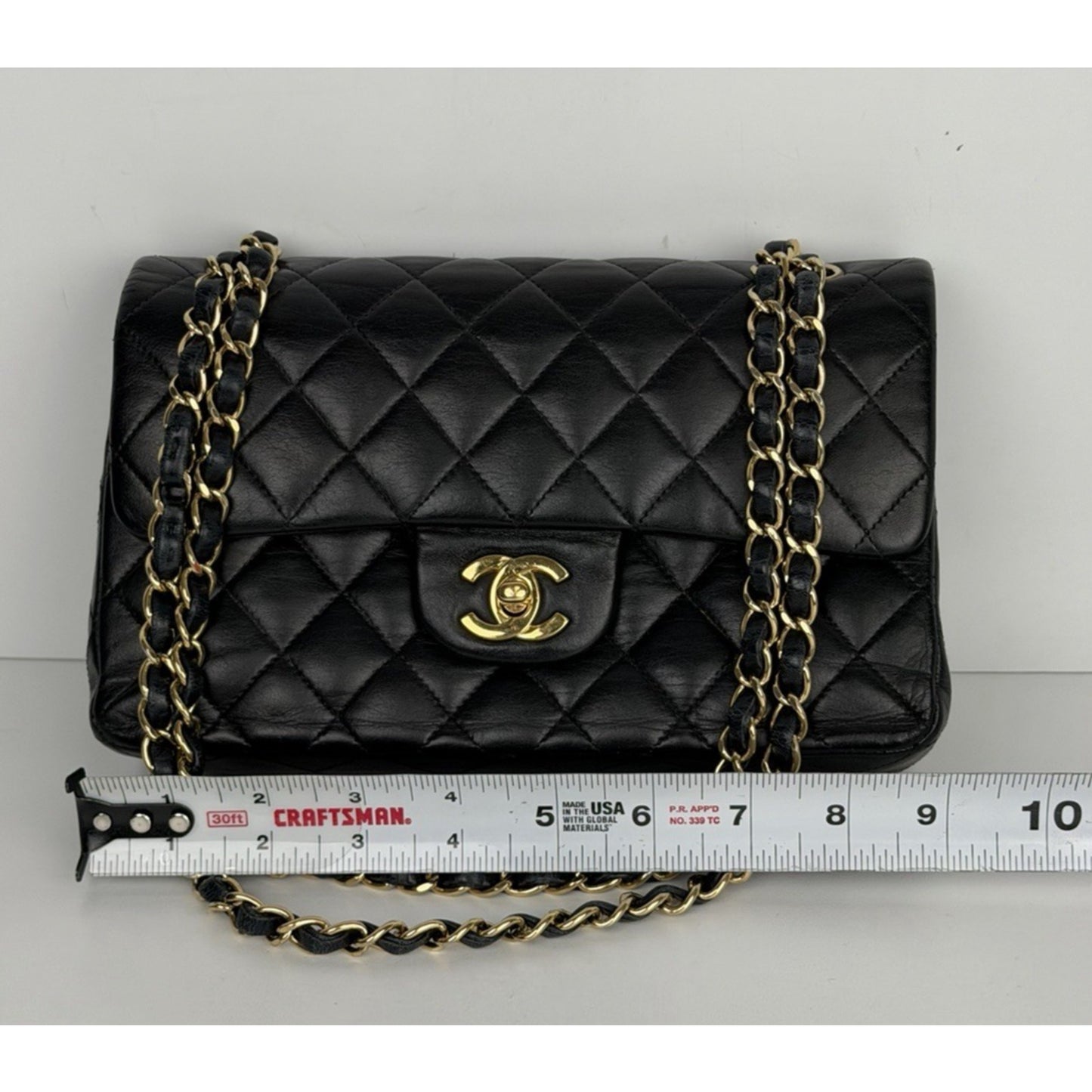 CHANEL Shoulder Bag Double Flap Small Black Quilted Leather 2009-2010 U2