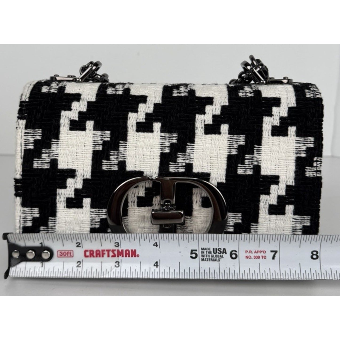 Dior Caro Small Bag in Black and White Macro Technical Canvas "CD" Clasp 2022 S