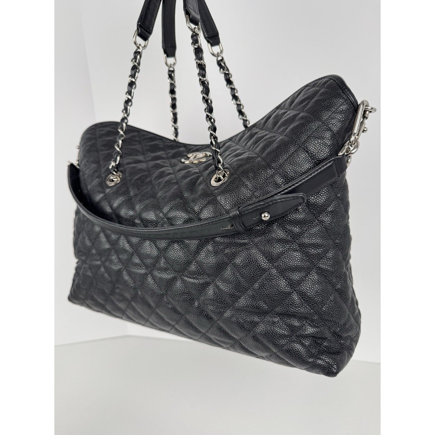Chanel French Riviera Hobo Caviar Leather Black B-6