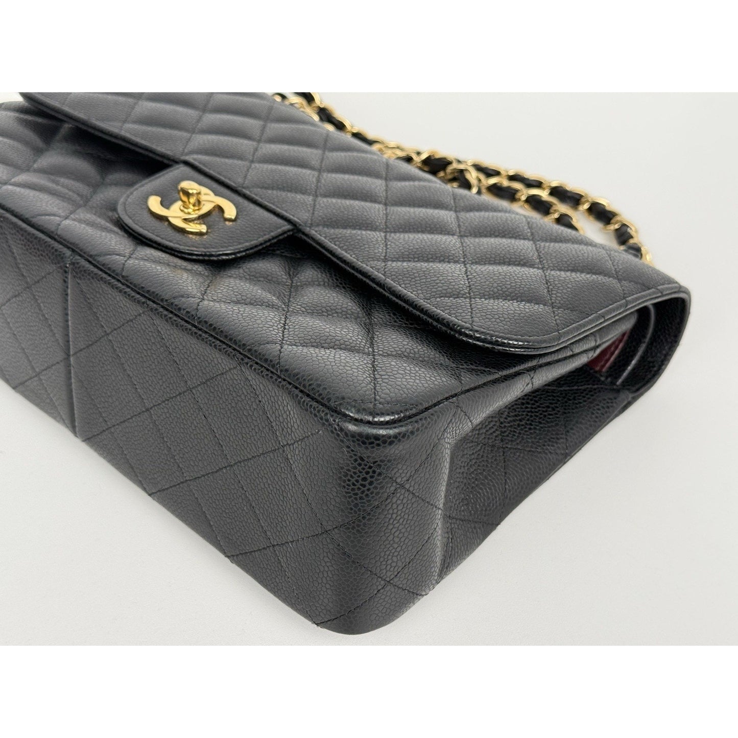 Chanel Classic Caviar Jumbo Double Flap Bag Black with Gold Hardware B-2