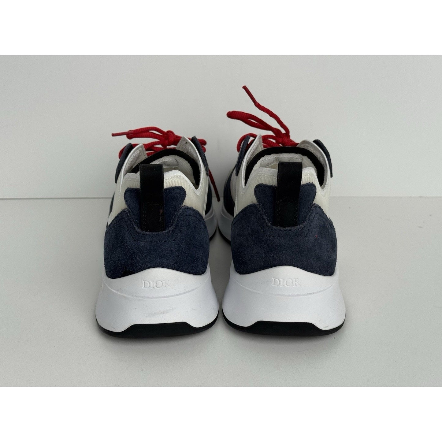 Dior Men’s White and Blue Sneakers with Red Laces, Size 42