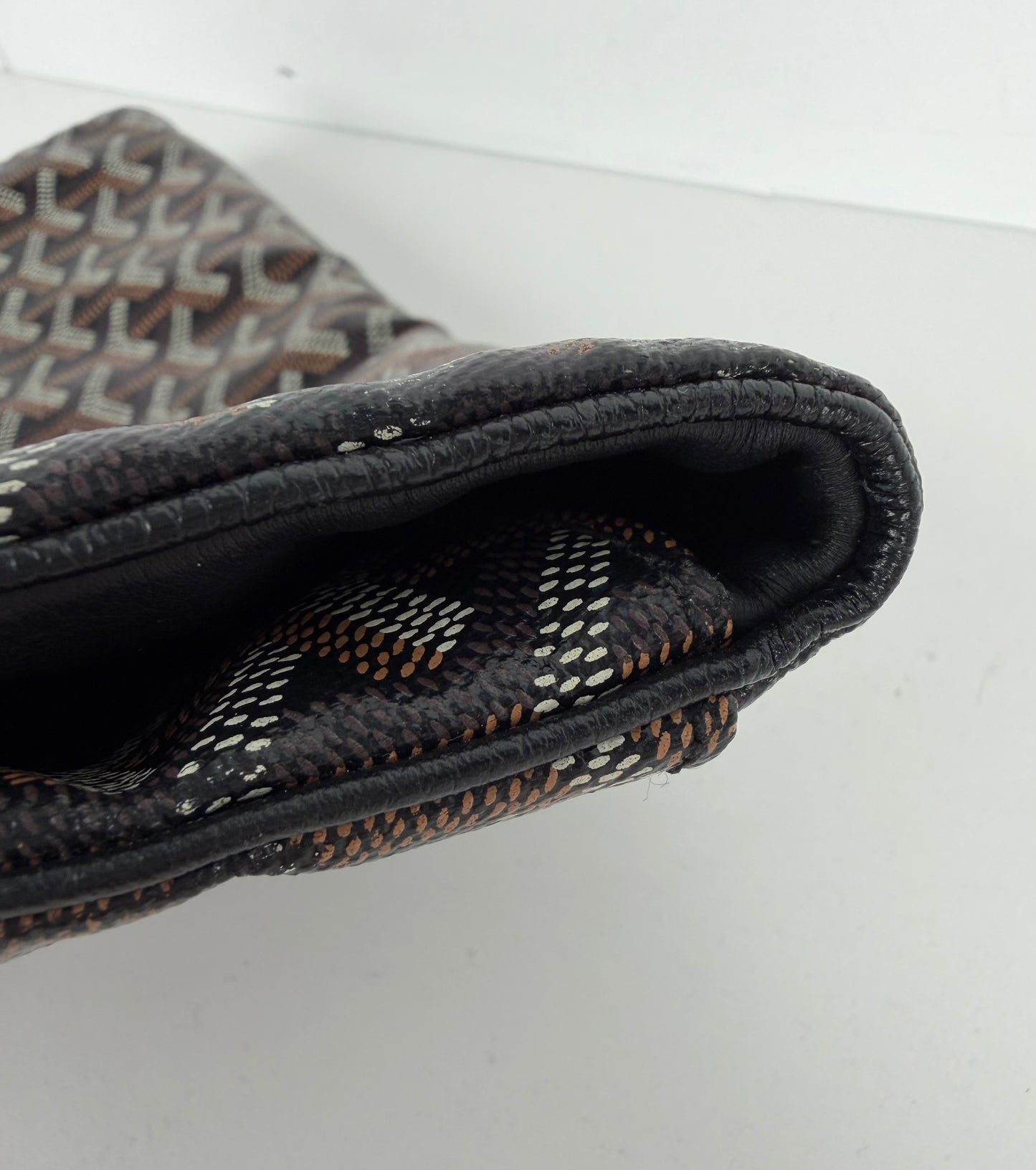 Goyard Sainte-Marie MM Fold Over Clutch Bag in Black Goyardine Coated Canvas YK-2
