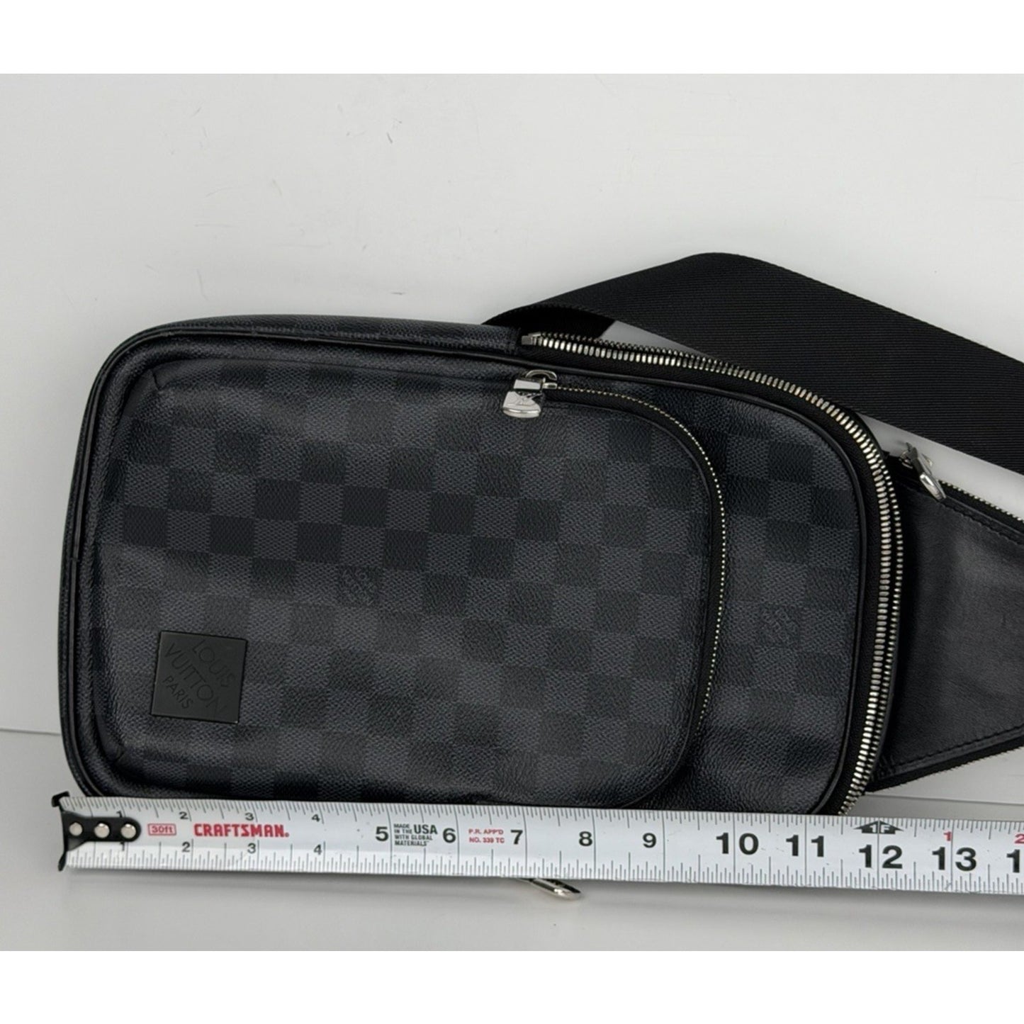 Louis Vuitton Avenue Damier Graphite Sling Bag Black Canvas Leather Patch NFC C8