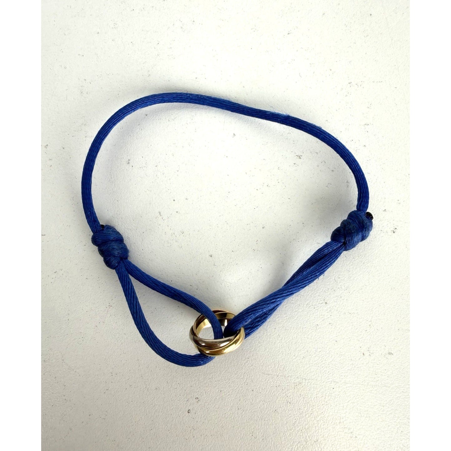 Cartier Cord Trinity Bracelet in 18K Tri-Color Gold & Blue Silk