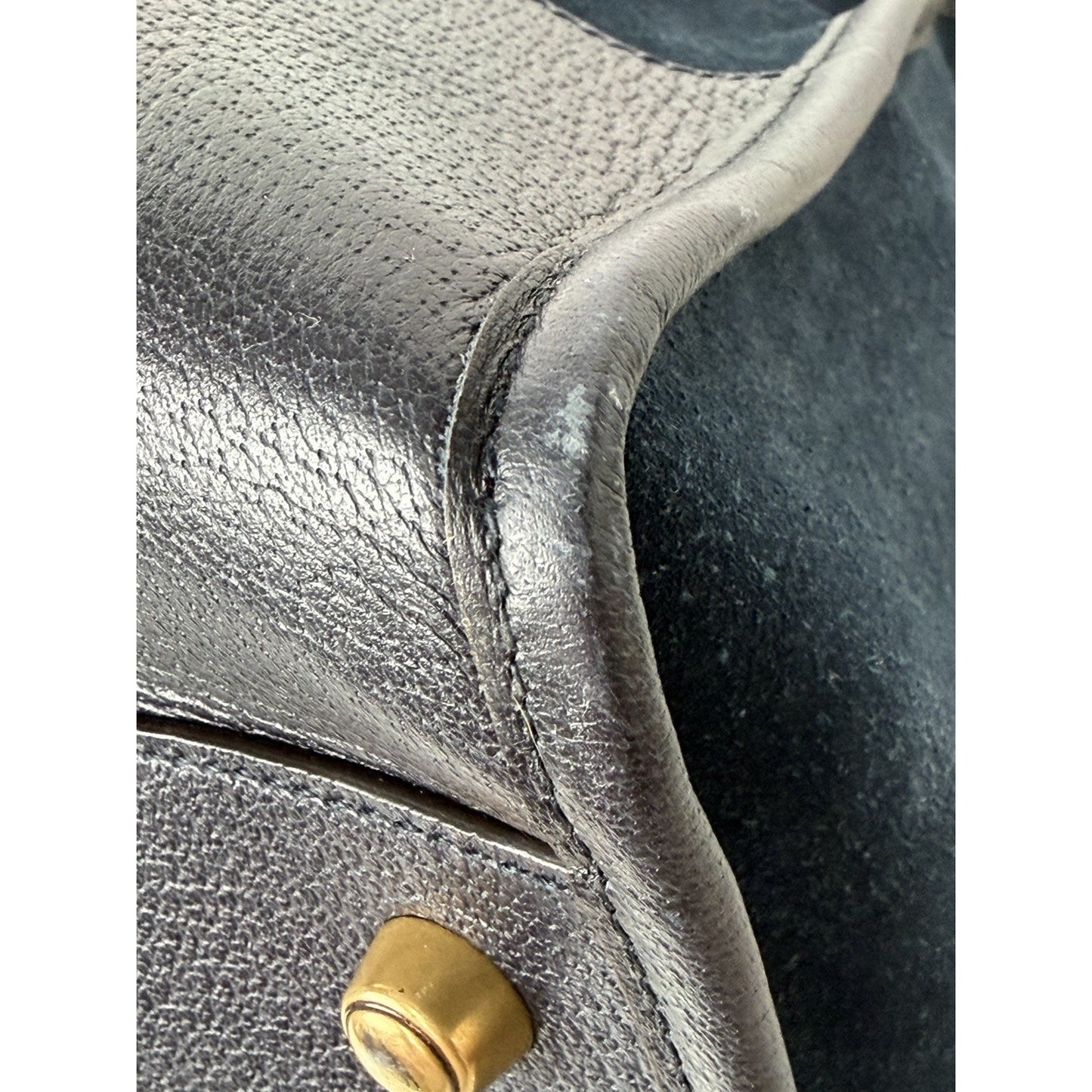 Gucci Neo Vintage Duffle Bag Medium in Dark Blue Suede With Leather Trim