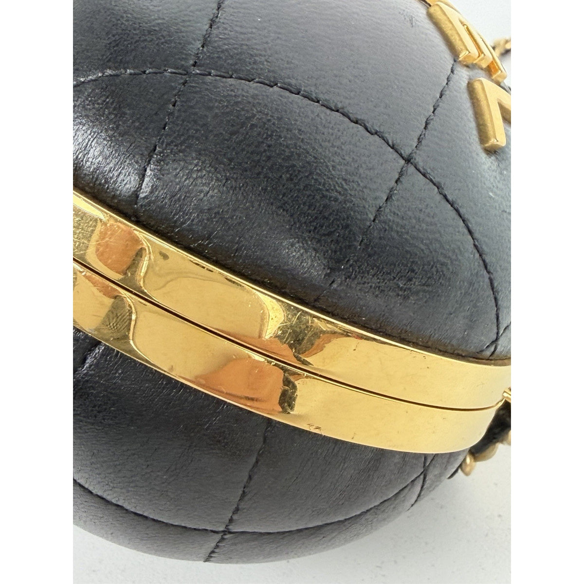 Chanel Sphere Minaudiere Clutch Bag in Black Leather Gold-tone Hardware NFC E-8