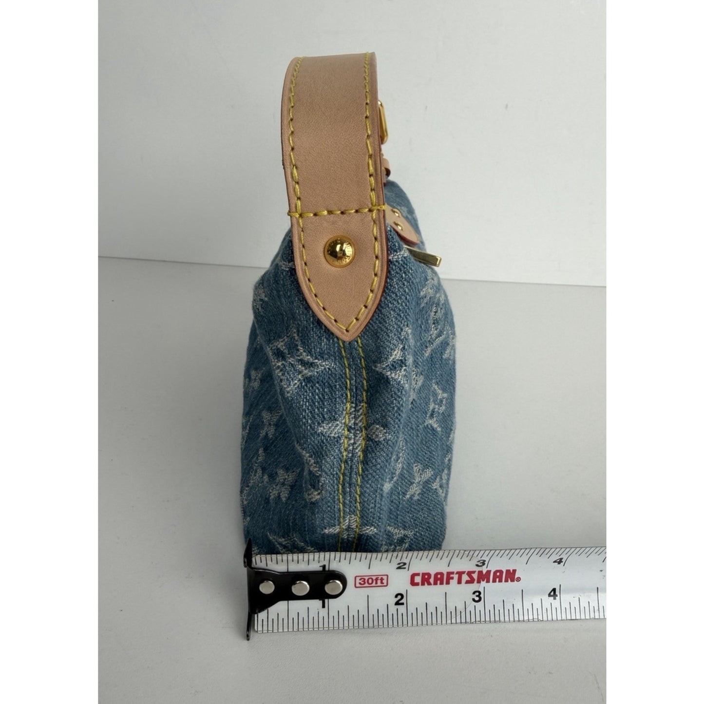 Louis Vuitton Hills Pochette Shoulder Bag in Blue LV Monogram Denim NFC C5
