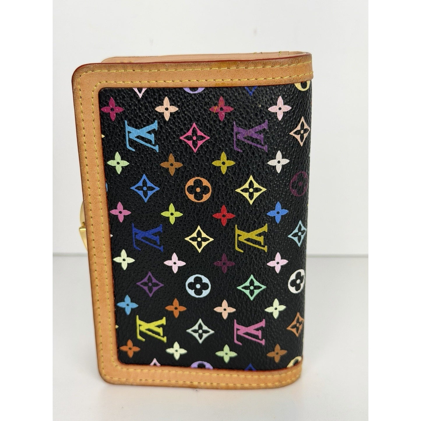 Louis Vuitton Monogram Multicolor French Purse Wallet in Black Canvas 2007