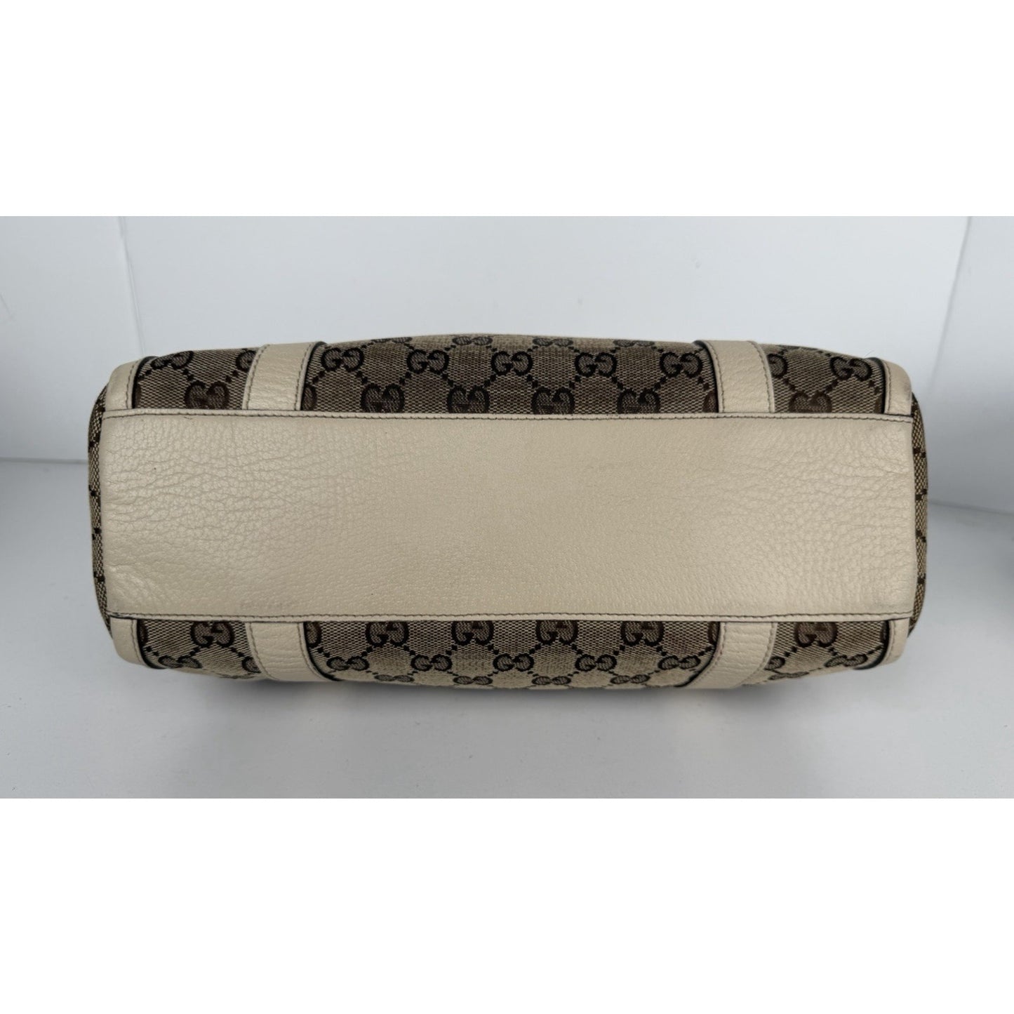 Gucci Abbey Boston Shoulder Bag Small Vintage in Brown GG Monogram Canvas S05