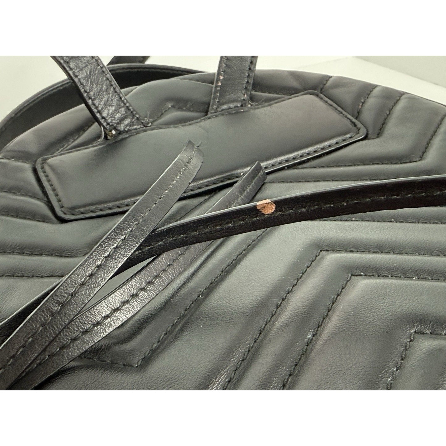 GUCCI Calfskin Matelassé GG Marmont Dome Backpack Black