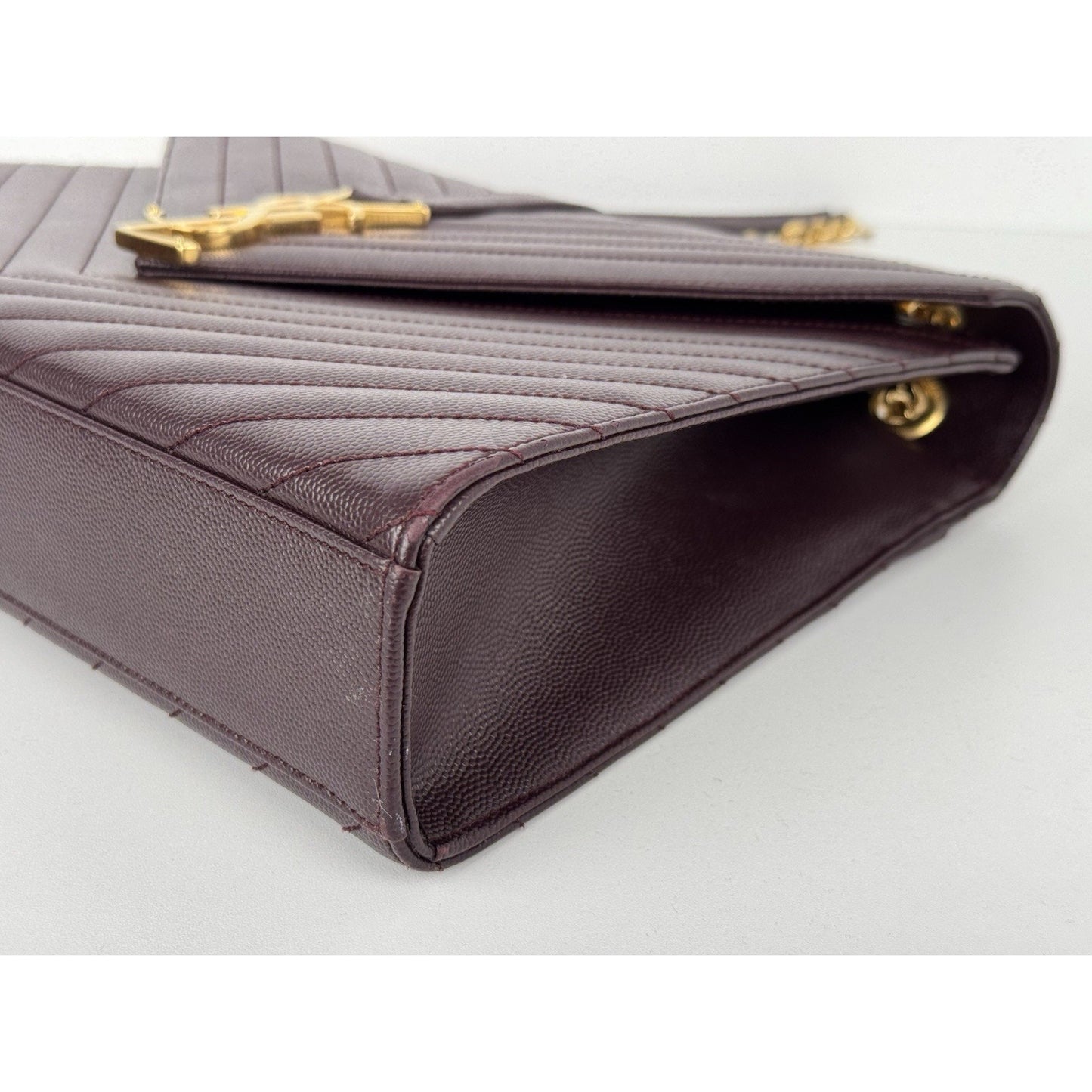 SAINT LAURENT Grain De Poudre Matelasse Chevron Large Monogram Satchel B-6