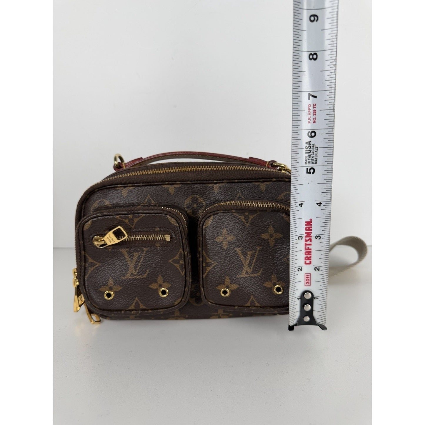 Louis Vuitton Utility Shoulder Bag in Brown LV Monogram Coated Canvas NFC E-1