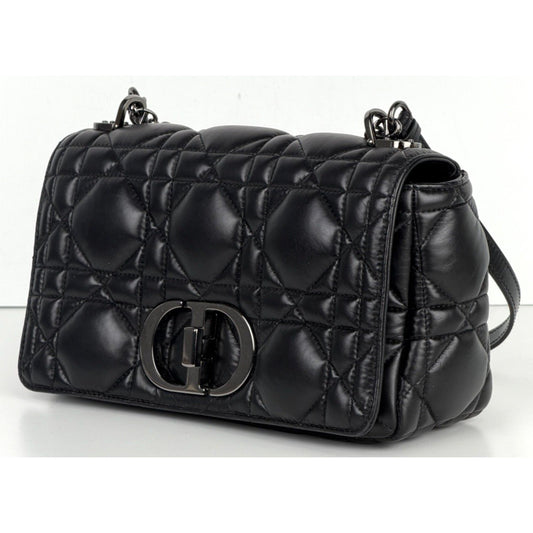 Christian Dior Caro Medium Bag in Black Quilted Puff Calfskin Leather E5