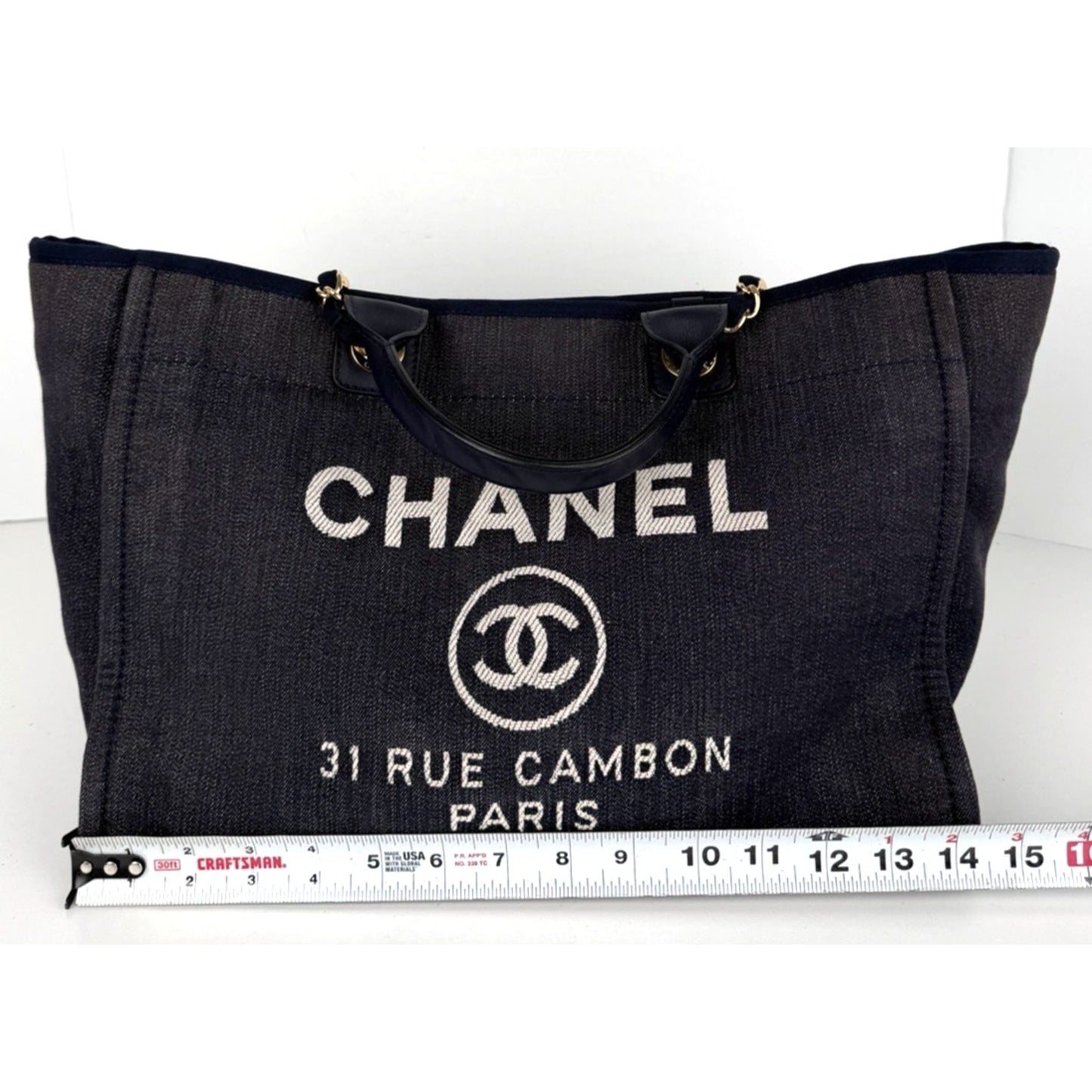Chanel Deauville Medium Shopping Tote Bag in Denim Canvas 2013 "CC" Logo D1