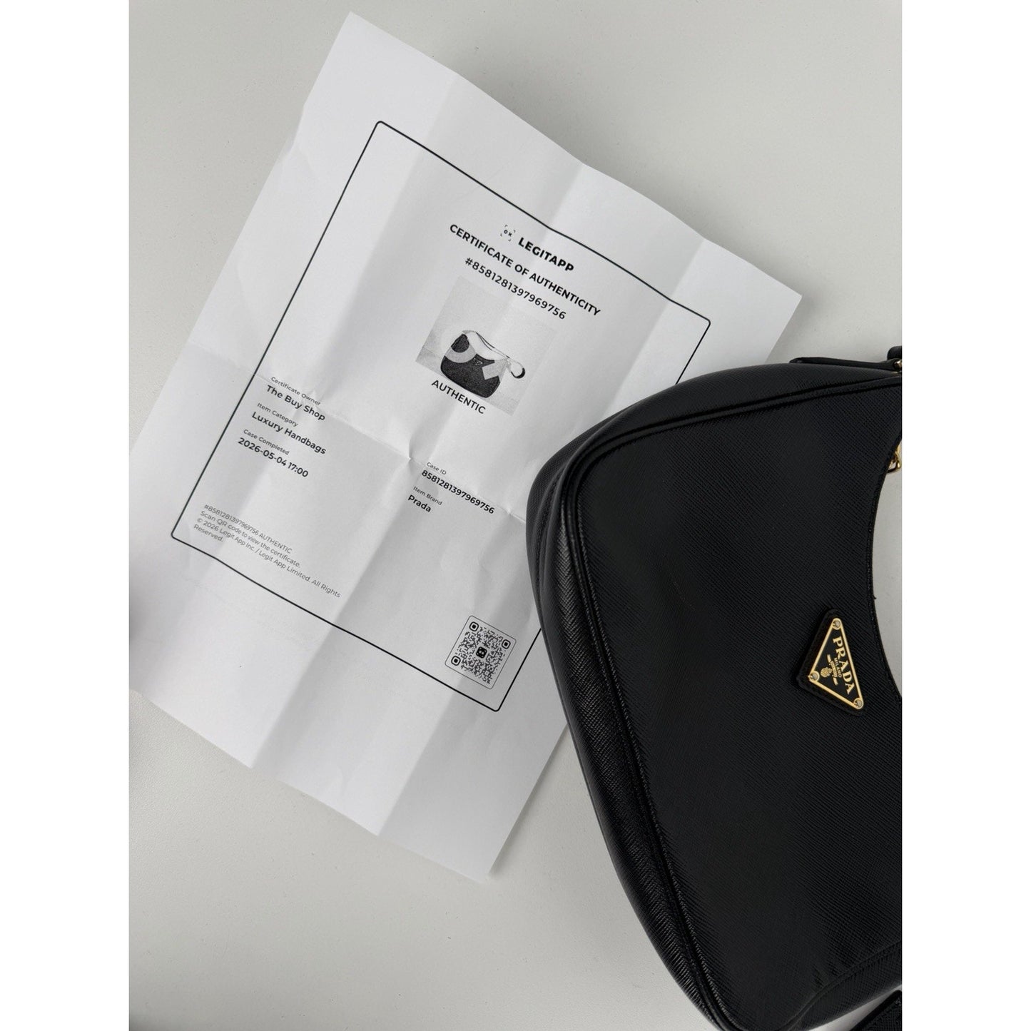Prada Re-Edition 2005 Saffiano Leather Mini Bag in Black with Key Ring D-3