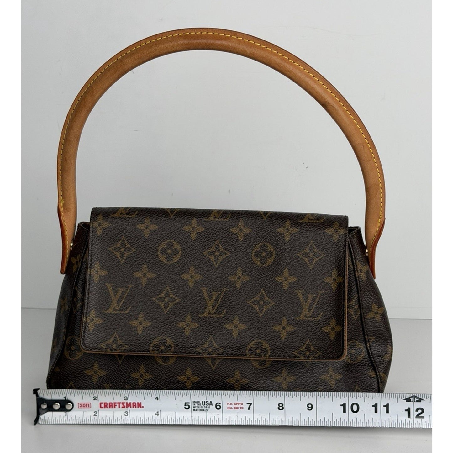 Louis Vuitton PM Looping Bag Monogram Canvas Vachetta Leather Handle 2006 S