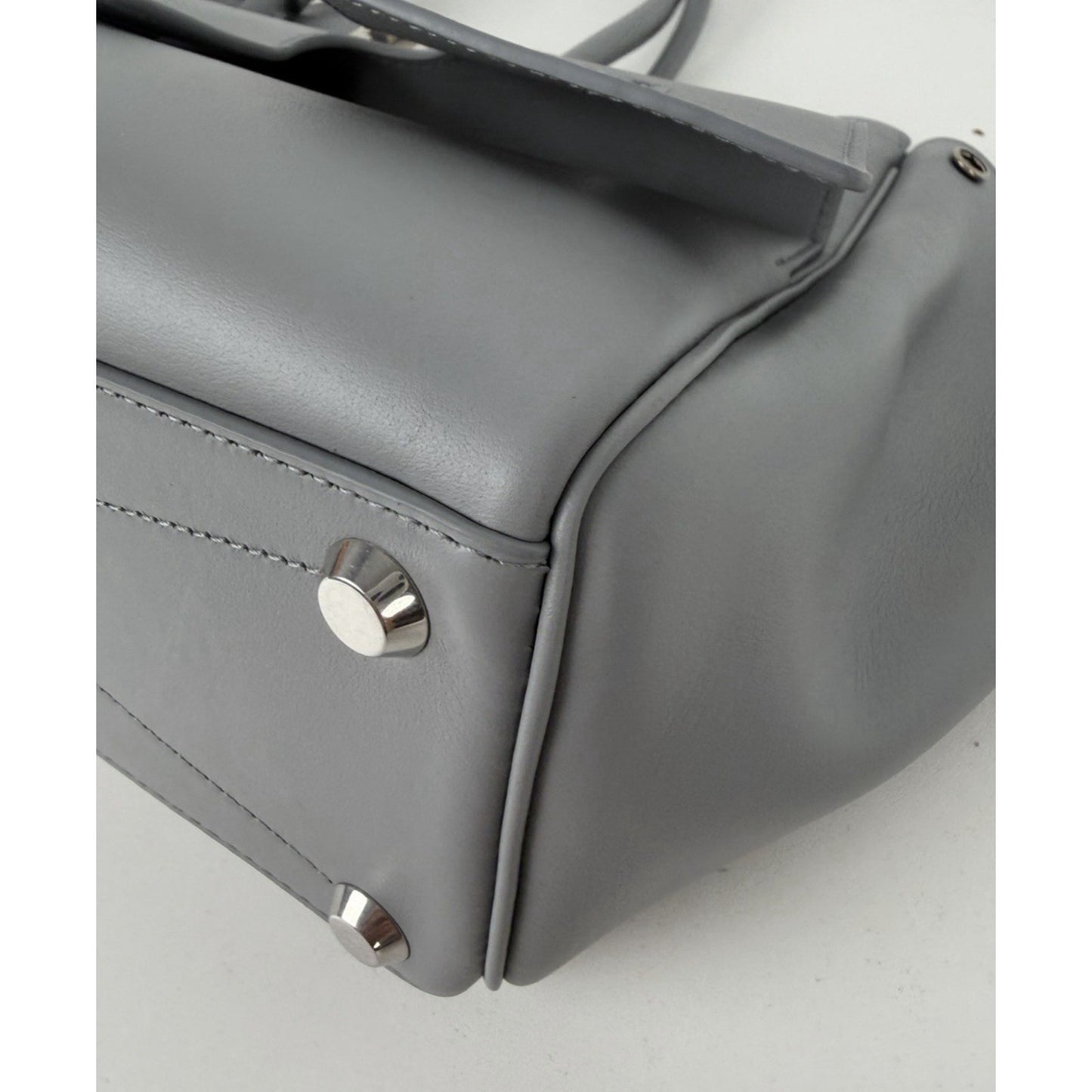 Balenciaga Smooth Calfskin Small Bel Air Carry All Bag in Cloud Grey Leather E7
