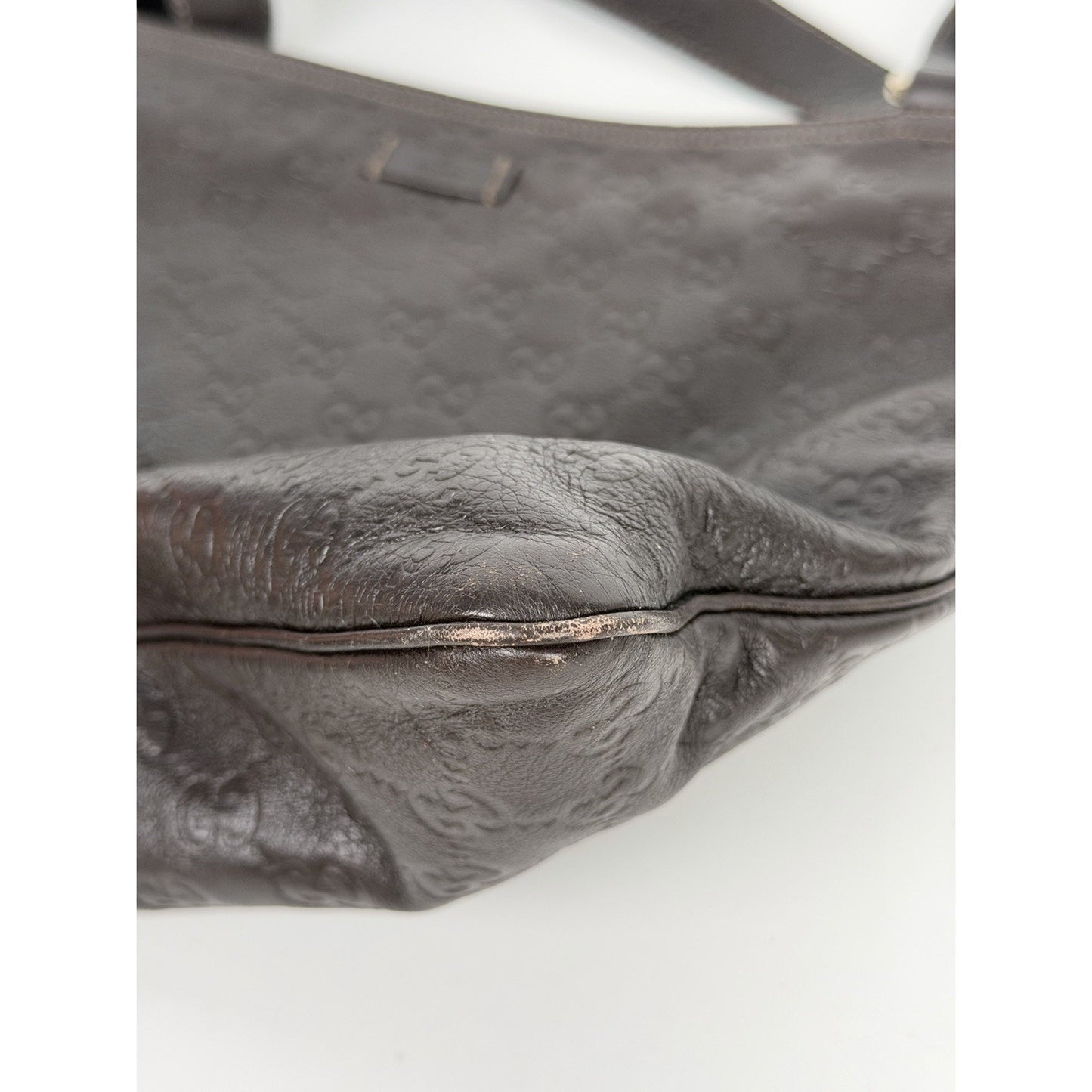Gucci Guccissima GG Signature Leather Messenger Bag in Brown F2