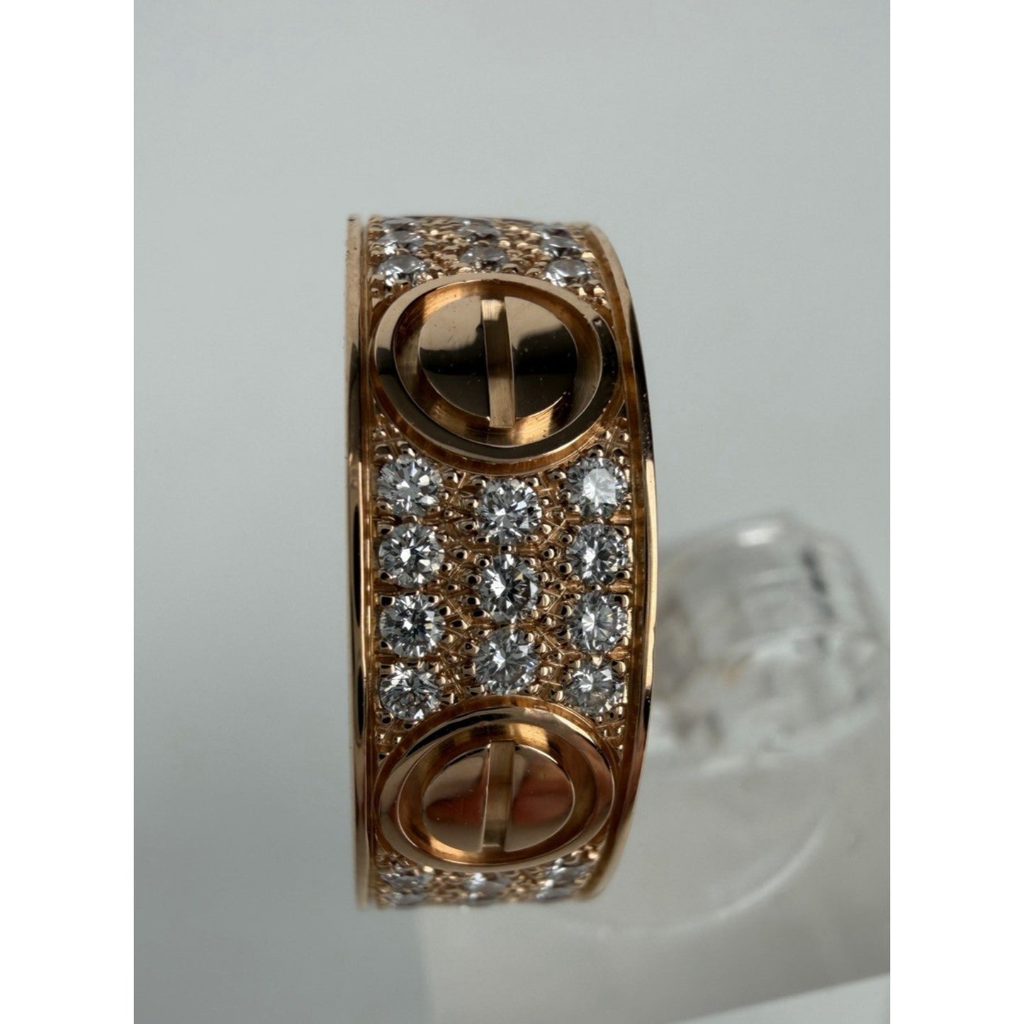 Cartier LOVE Ring 18k Rose Gold Pave-Set Diamonds 5.5 Size 48