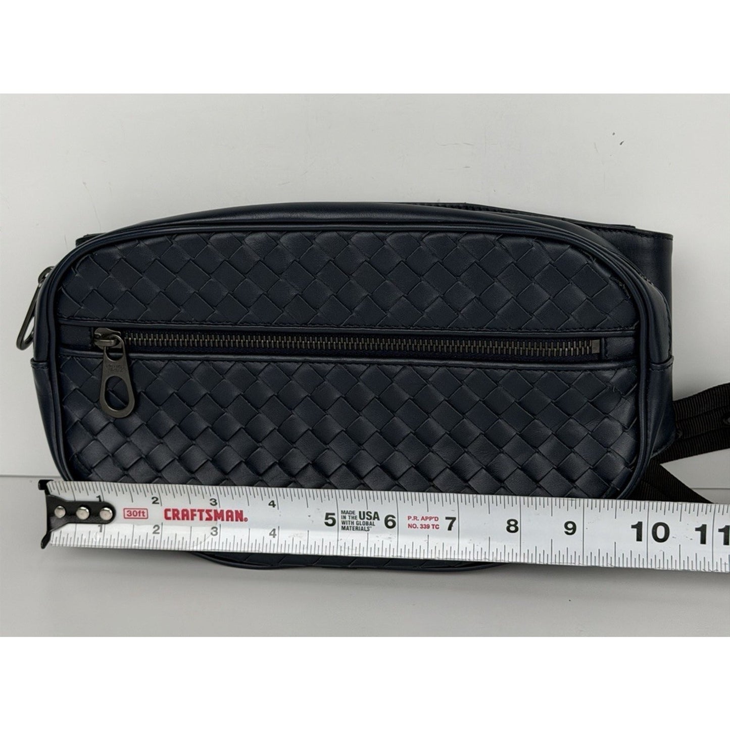 Bottega Veneta Intrecciato Belt Bag Medium Navy Blue Leather & Woven Design S08