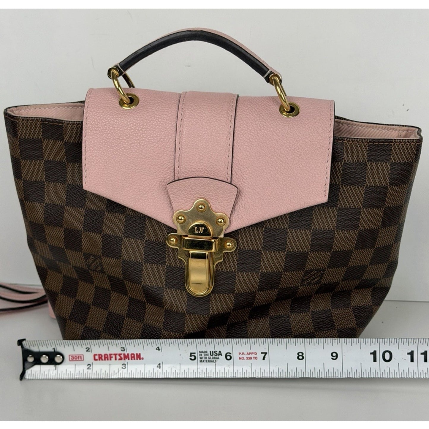Louis Vuitton Clapton Backpack Damier Ebene Coated Canvas&Pink Leather Flap D8