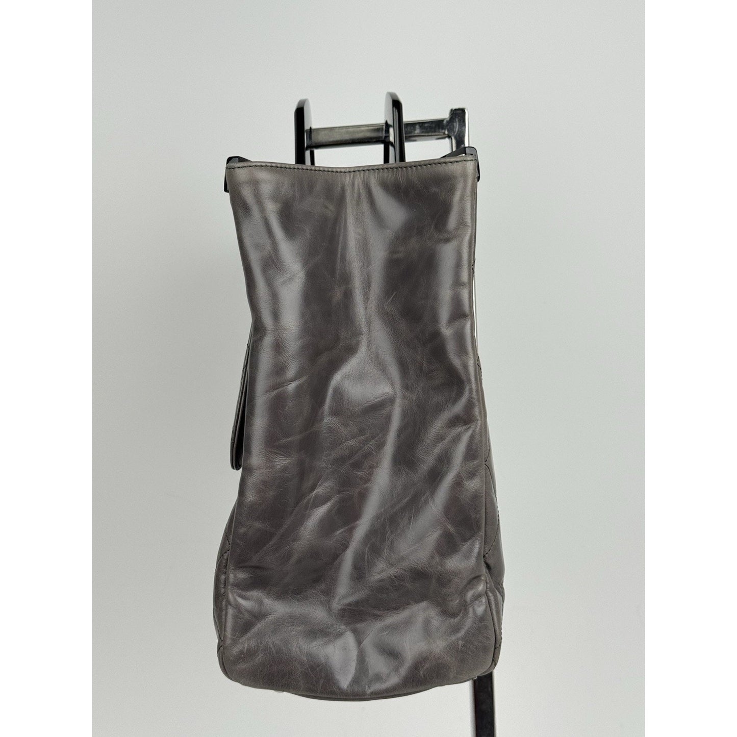 CHANEL Glazed Calfskin Quilted Large Delivery Tote Grey B-5