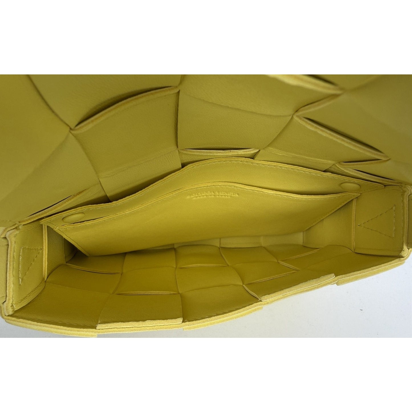 Bottega Veneta Cassette Crossbody Bag in Yellow Intrecciato Lambskin Leather