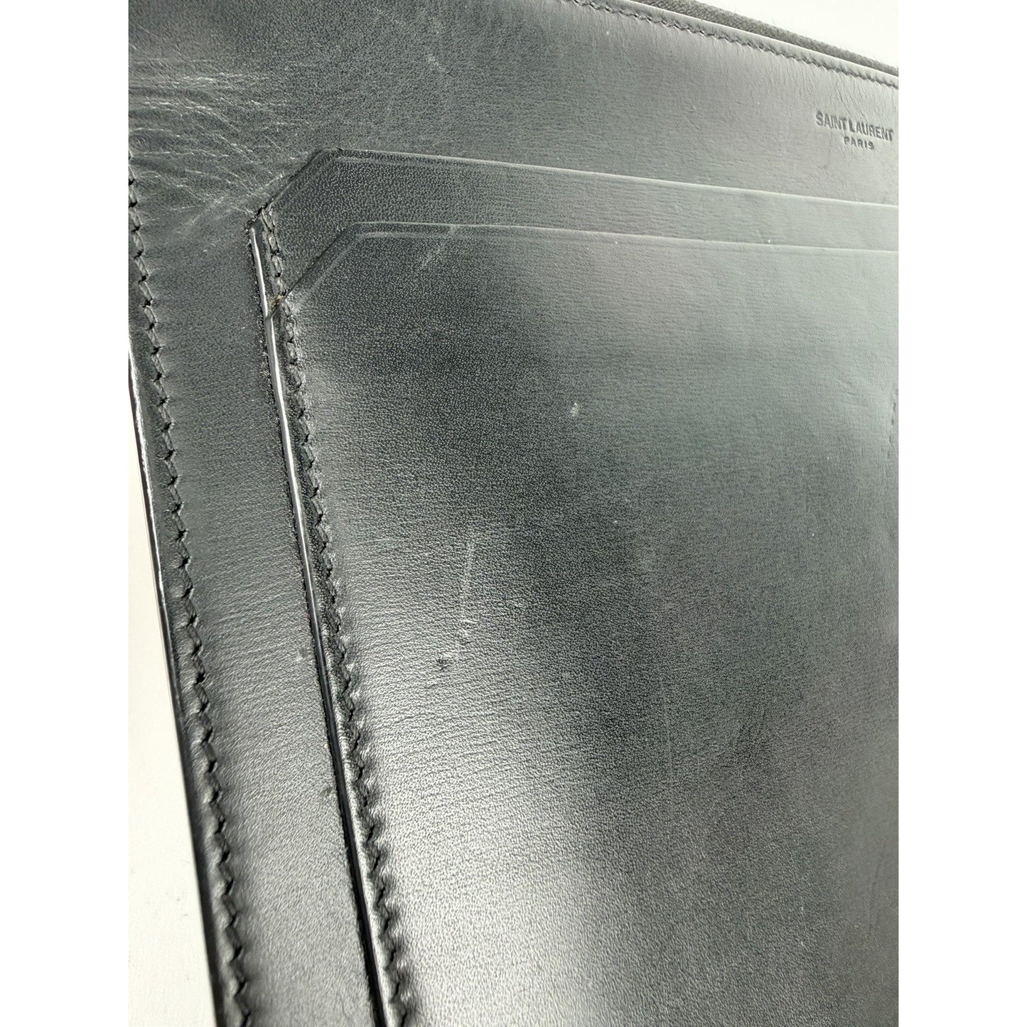 Saint Laurent Black Leather Clutch Bag or iPad Case S11
