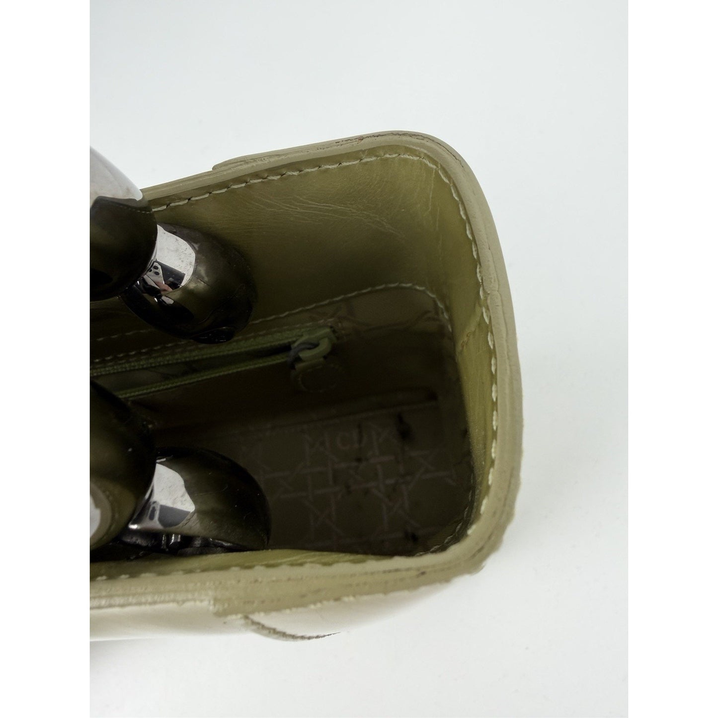 Christian Dior Malice Tote Bag Small Vintage Olive Green Patent Leather 2000 S