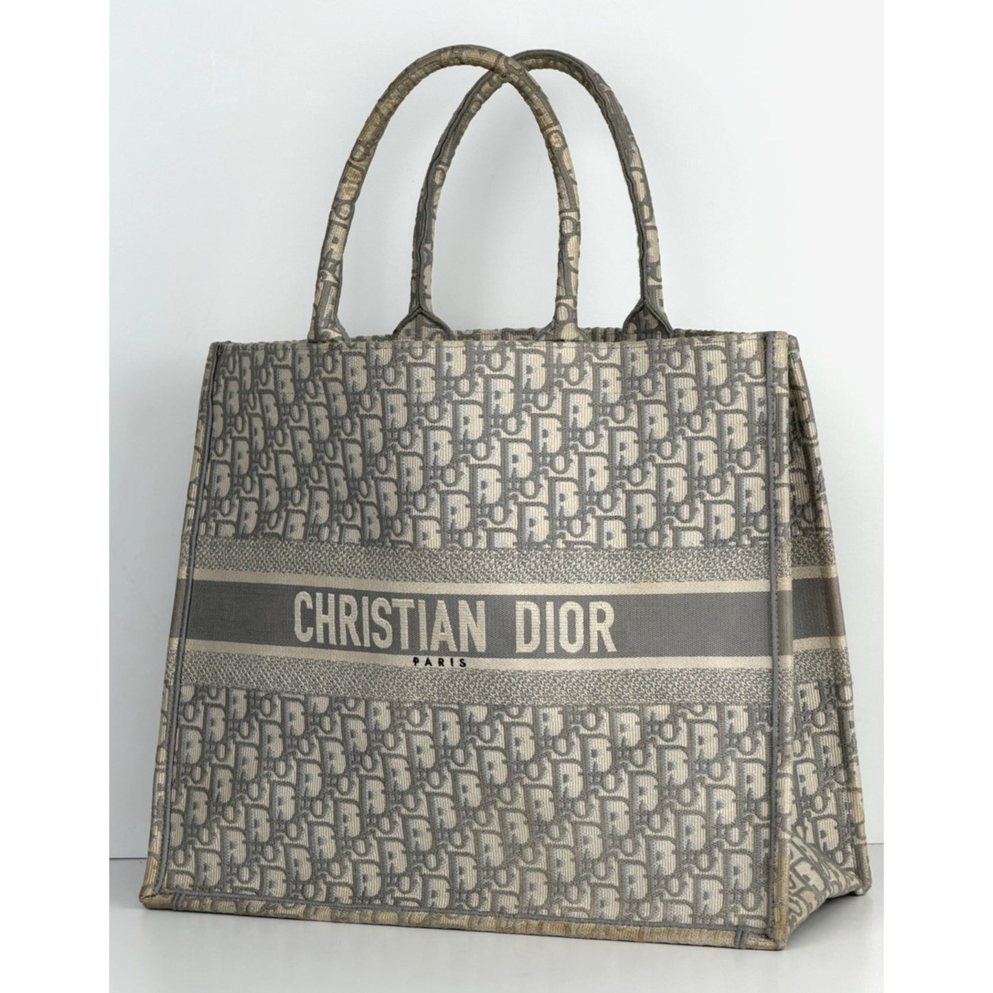 Christian Dior Book Tote Large in Grey Embroidered Oblique Canvas 2020 S