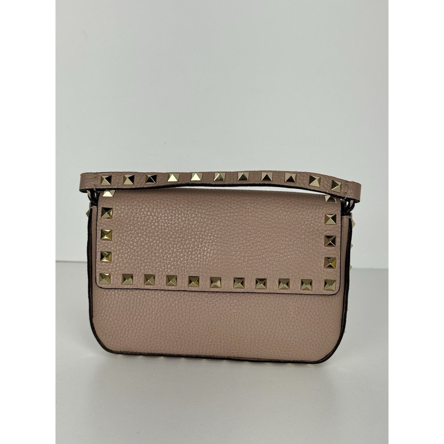 Valentino Rockstud Top Handle Mini Bag in Pastel Pink Grained Leather B-1