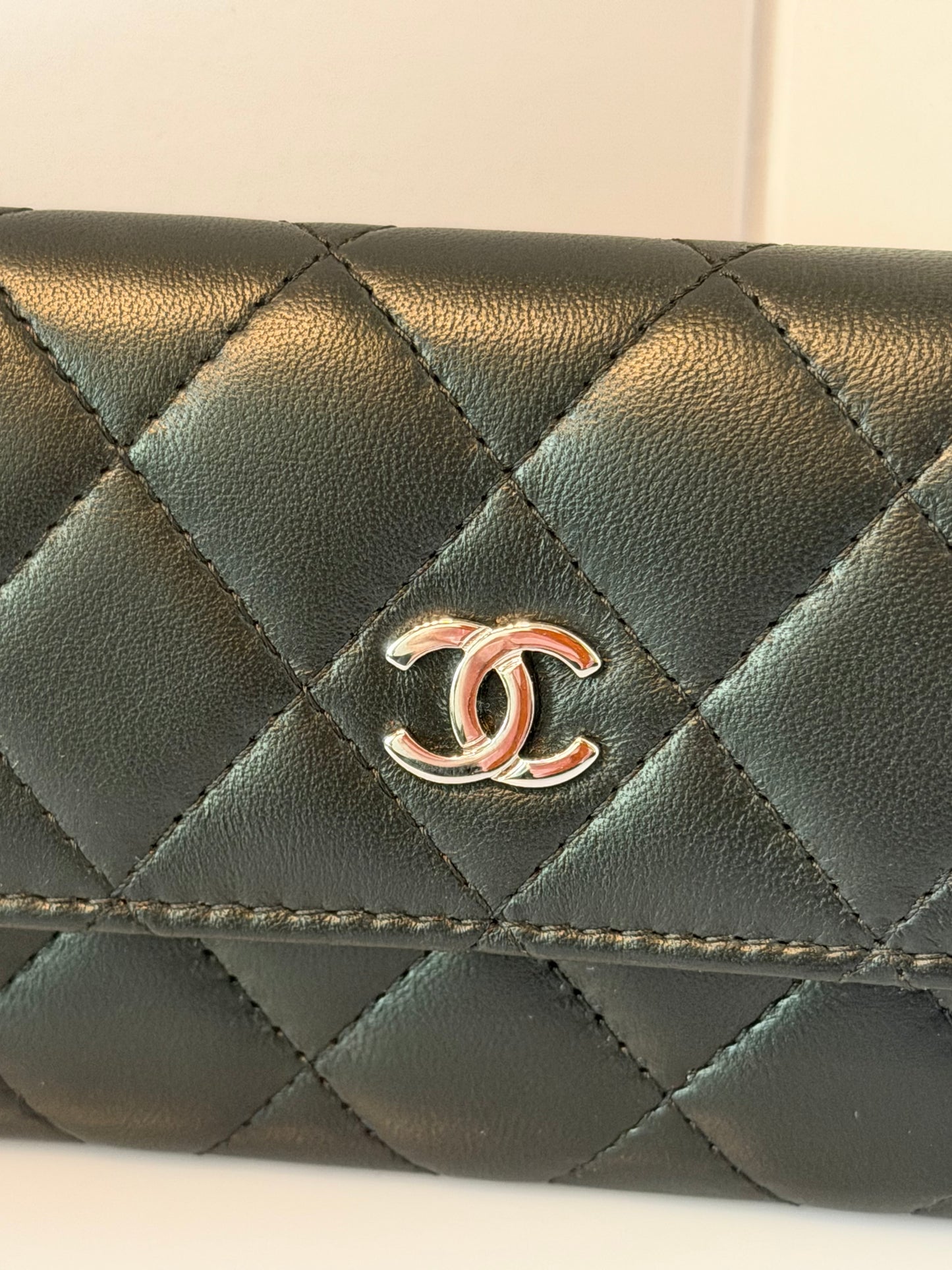 Chanel Classic Quilted Lambskin Flap Card Holder Wallet Black K3