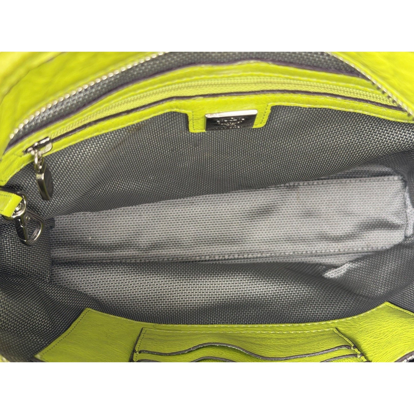MCM Messenger Crossbody Bag in Neon Green Visetos Monogram Leather S-15