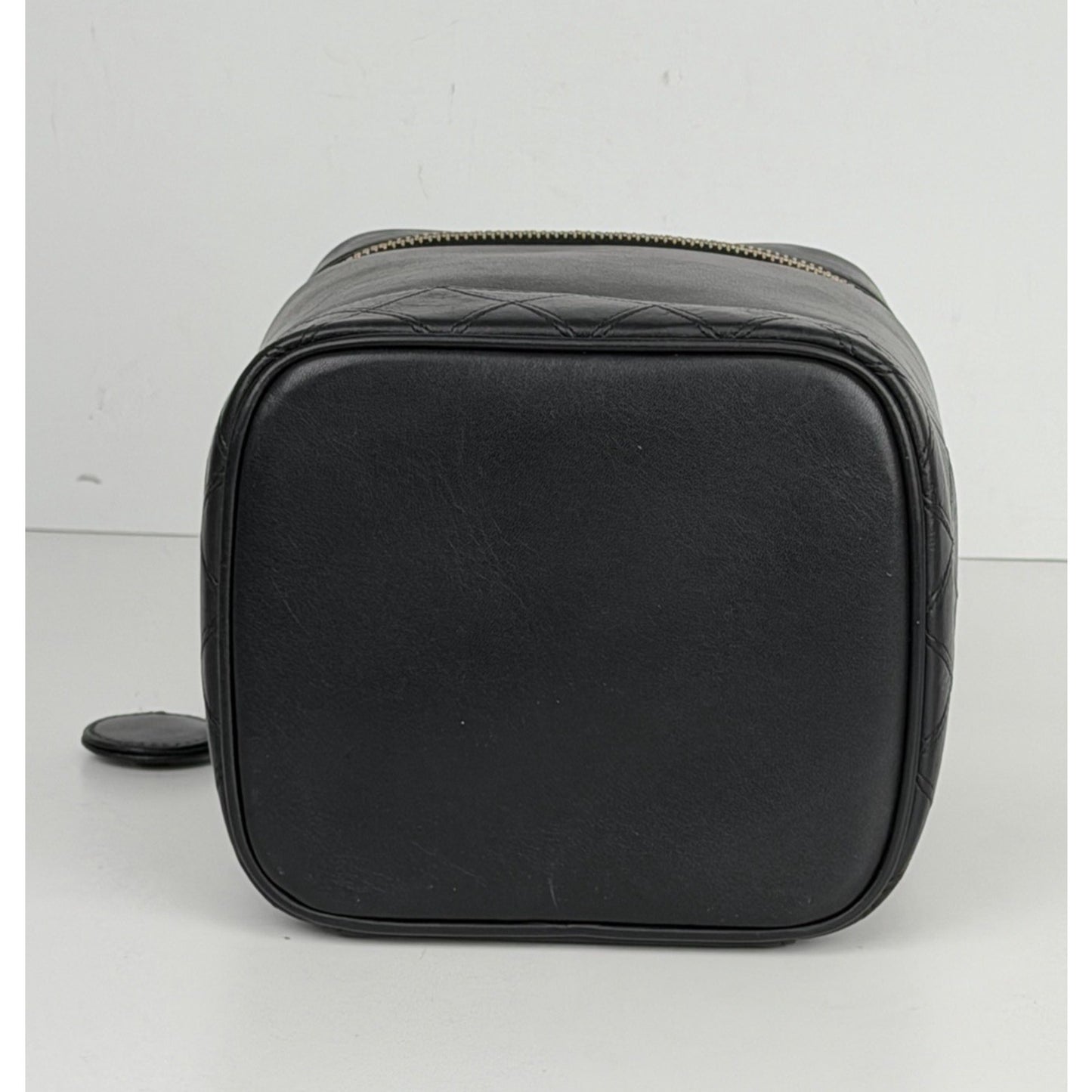 Chanel Vanity Cosmetic Case Bag in Black Leather Vintage Timeless S
