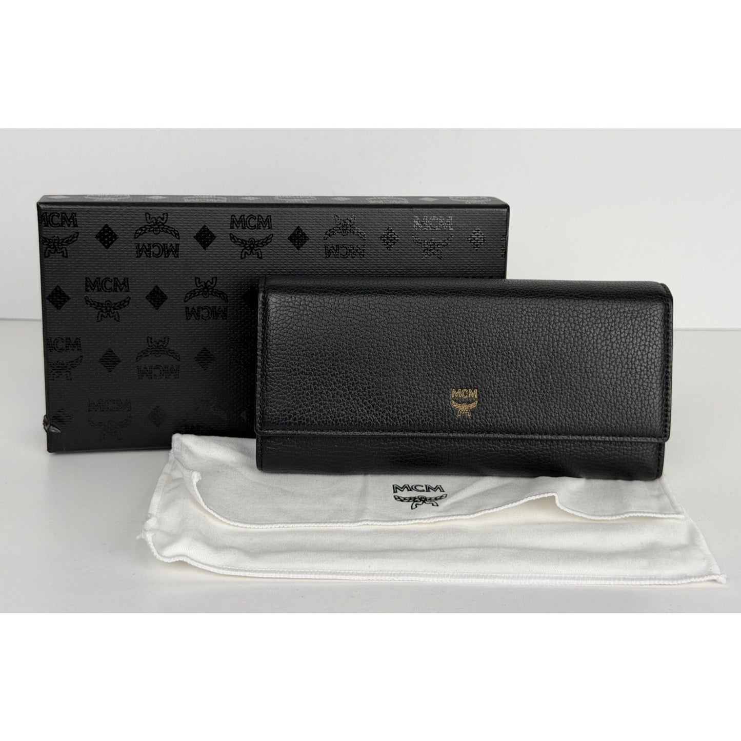 MCM Leather Trifold Continental Wallet in Black