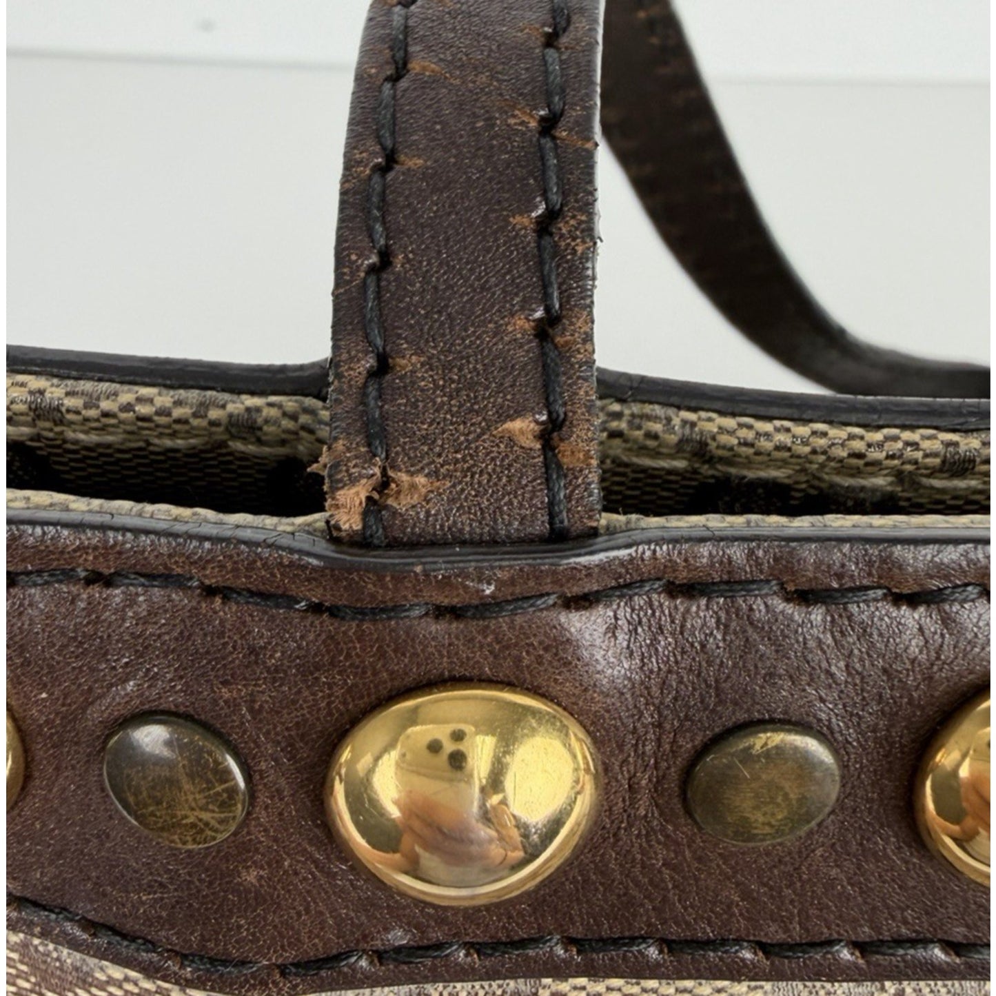 Gucci GG Crystal Babouska Medium Tote Bag in Brown Coated Canvas S10