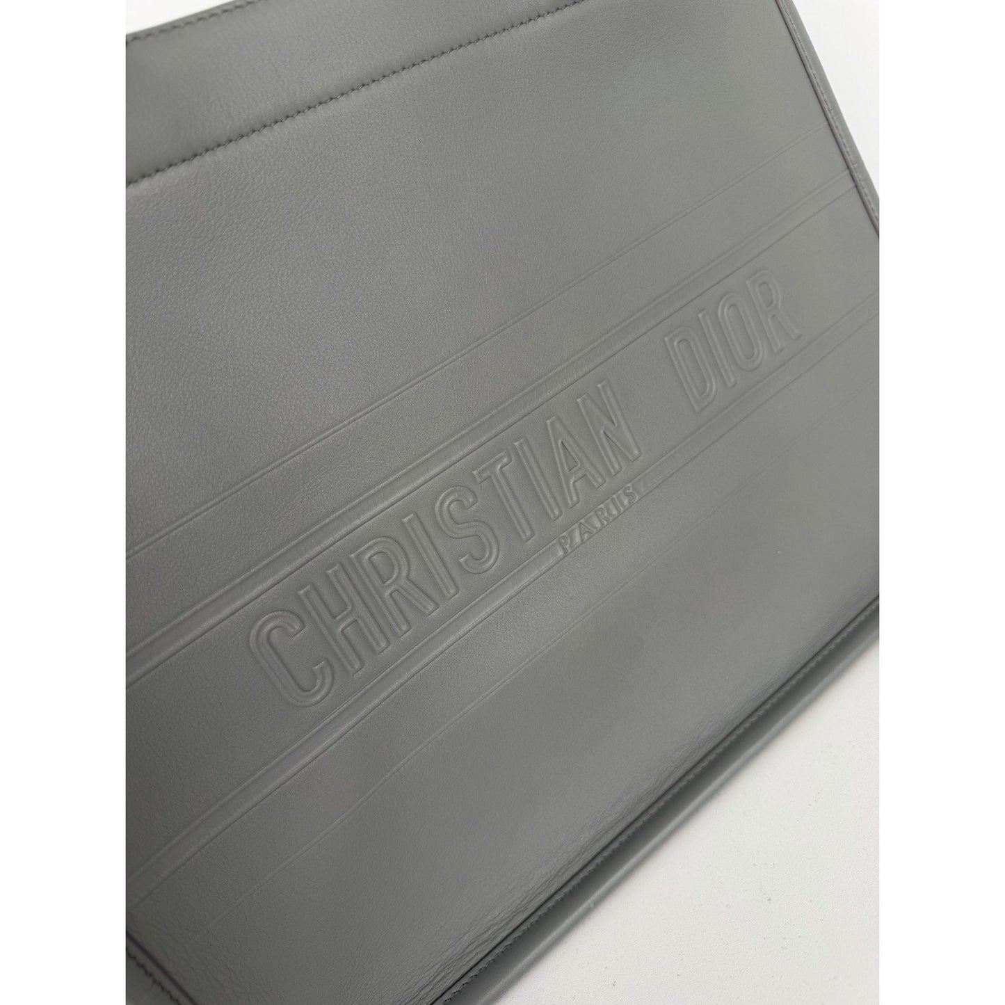 Christian Dior Book Tote Bag Medium in Gray Calfskin Leather 2020 S