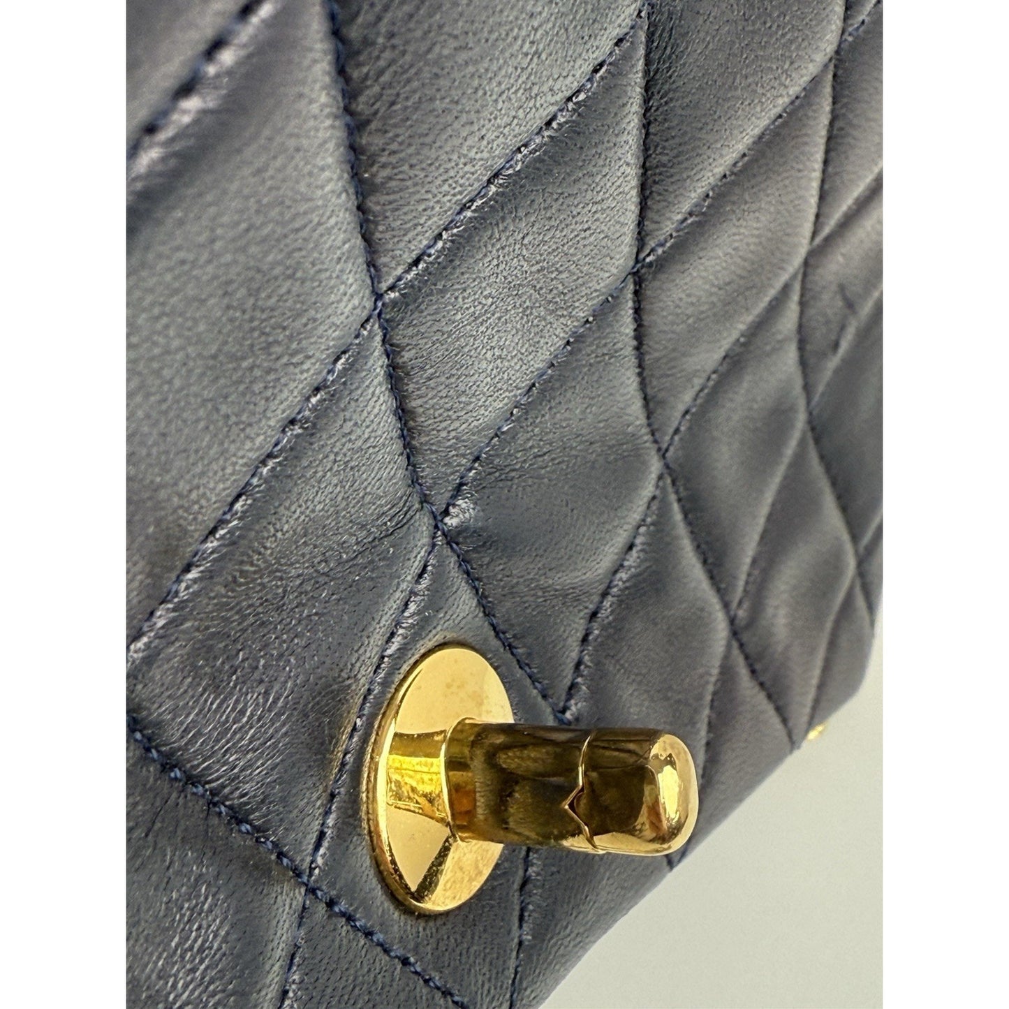 Chanel Vintage Midnight Blue Single Flap Shoulder Bag