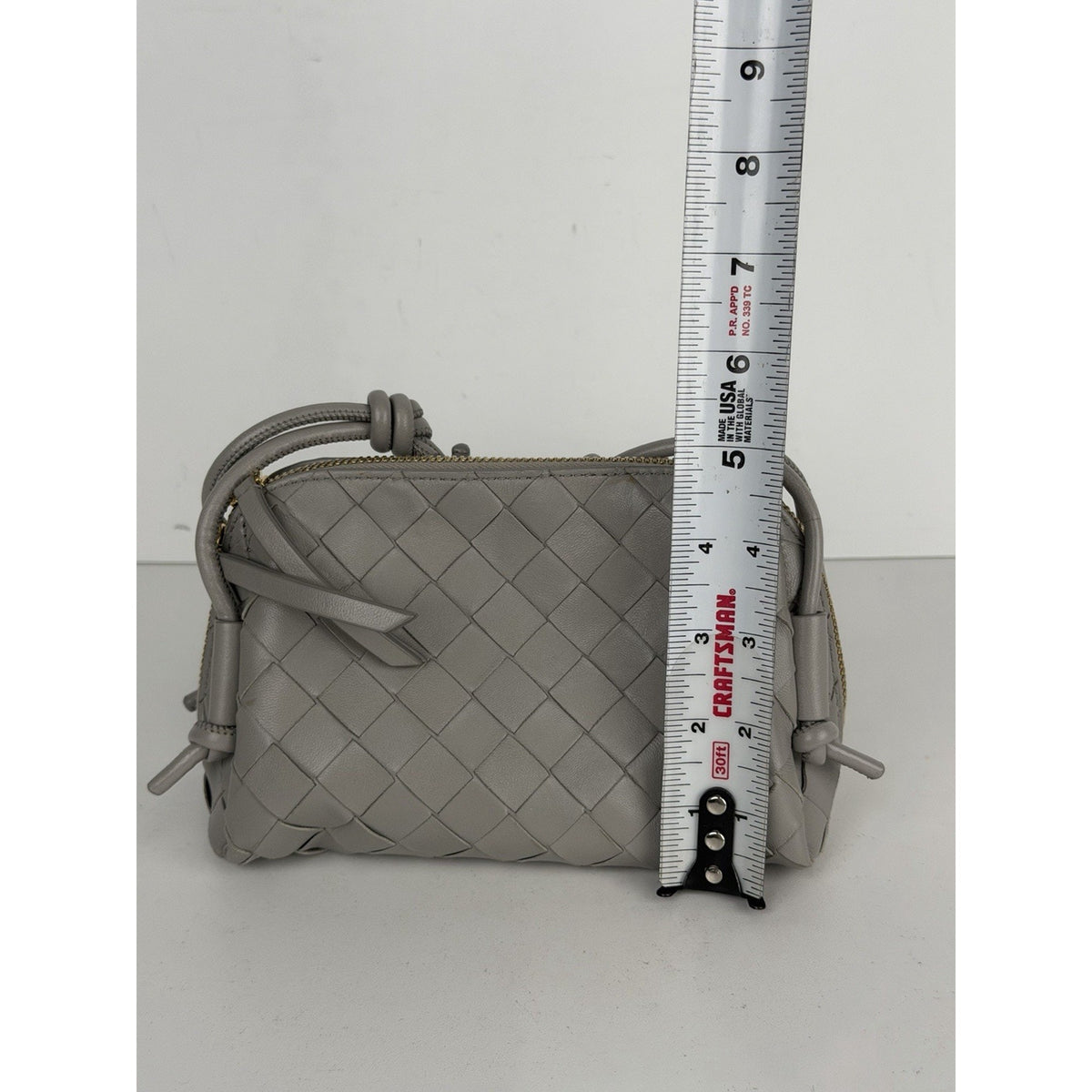 Bottega Veneta Concert Pouch Crossbody Bag Mini in Gray Intrecciato Leather E-1