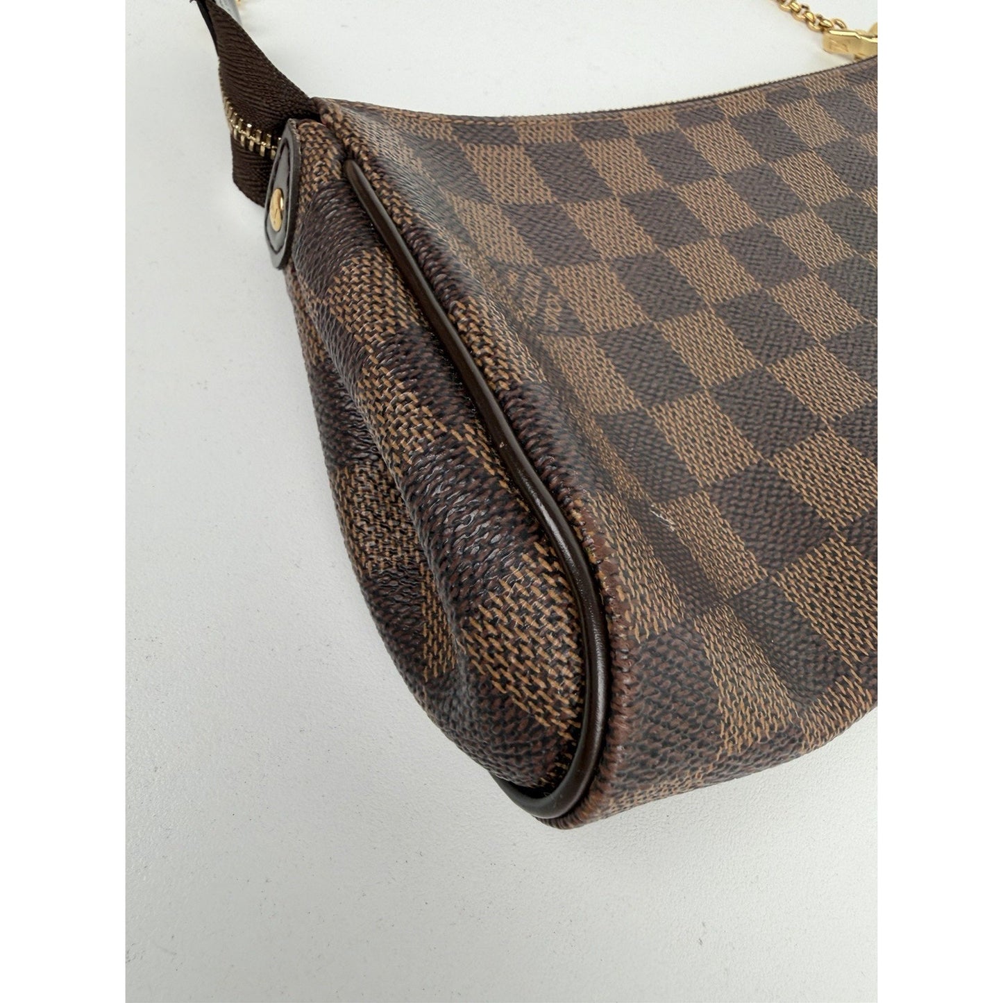 Louis Vuitton Eva Clutch Bag in Brown Damier Ebene Coated Canvas 2015