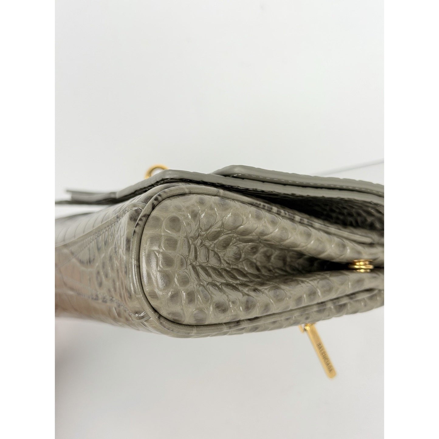 Balenciaga Bel Air Small Clutch Bag in Khaki Leather Gold-Tone Hardware C6