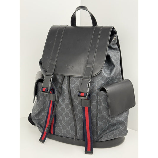 GUCCI GG Supreme Black Canvas Backpack