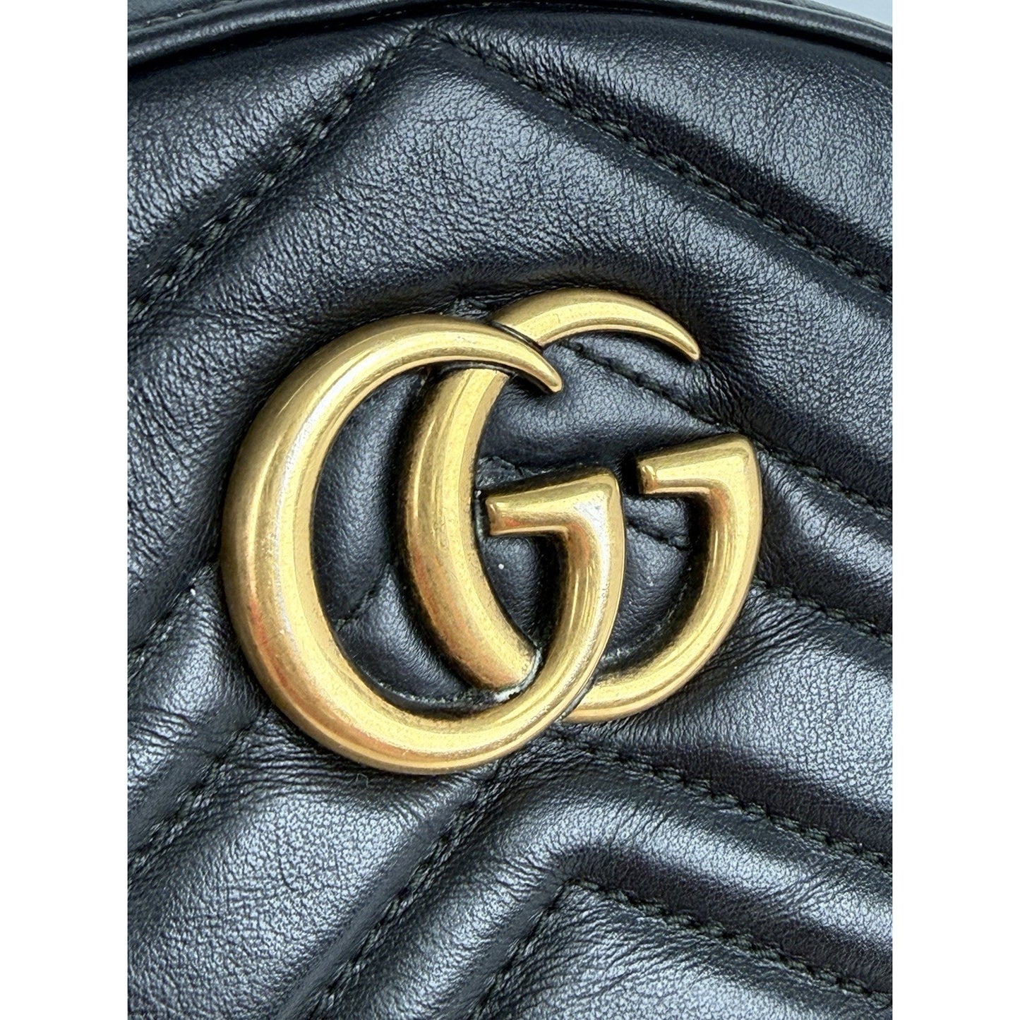 GUCCI Calfskin Matelassé GG Marmont Dome Backpack Black