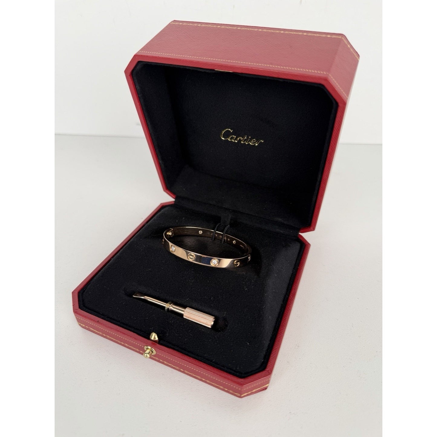 Cartier Love Bracelet in 18K Rose Gold with Diamonds Size 16