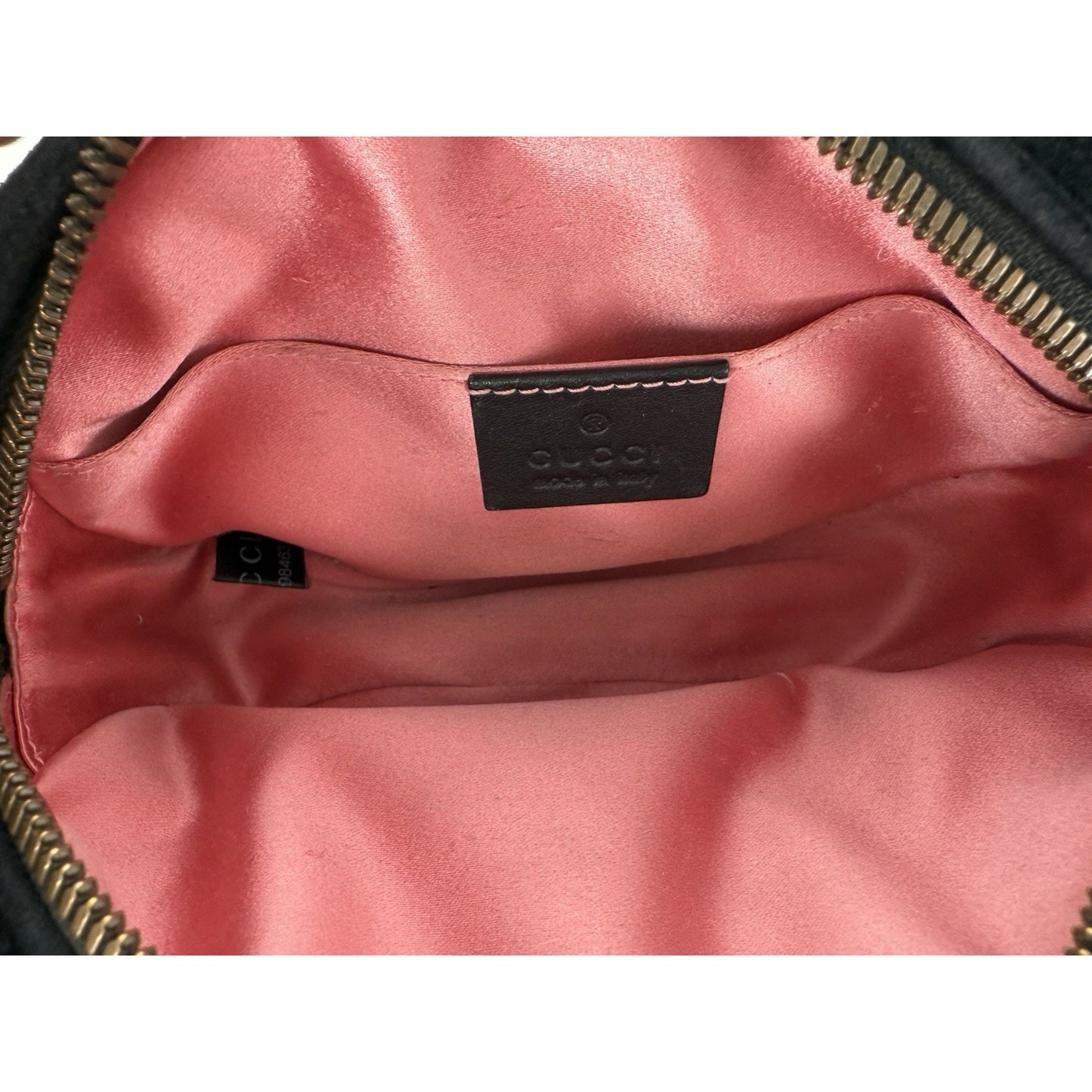 Gucci GG Marmont Oval Black Velvet Belt Bag