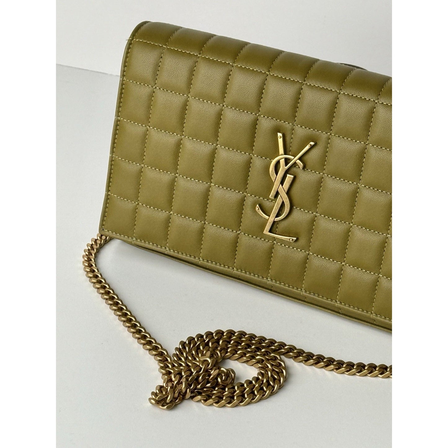 Saint Laurent Cassandre Quilted Leather Shoulder Bag Women's Green