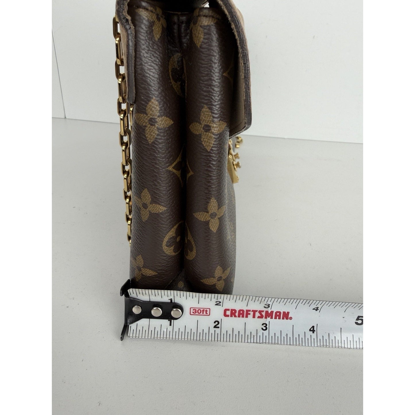 Louis Vuitton Pallas Chain Bag Beige Leather & Brown LV Monogram Canvas 2015 S05