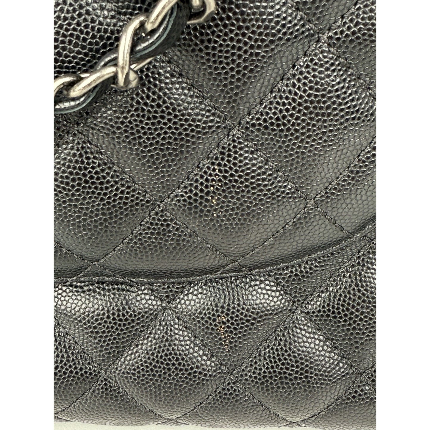 Chanel Caviar Lizard Quilted Larg Coco Handle Flap Black Top Handle Shoulder Bag